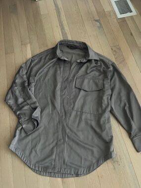 Zara Men's Light Gray Button-Front Shirt Jacket